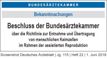 Bild Bundesärztekammer Richtlinie Assistierte Reproduktion